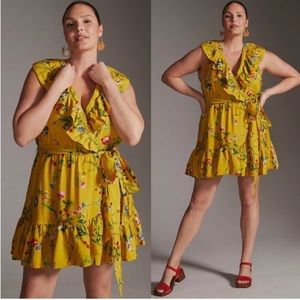 Anthropologie Maeve Floral Wrap Mini Dress